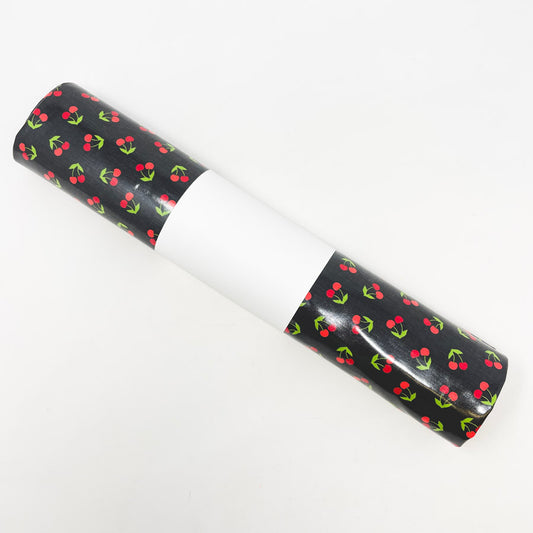 24" x 28" Cherries London Calling Design 17691 Laminated Fabric Remnant