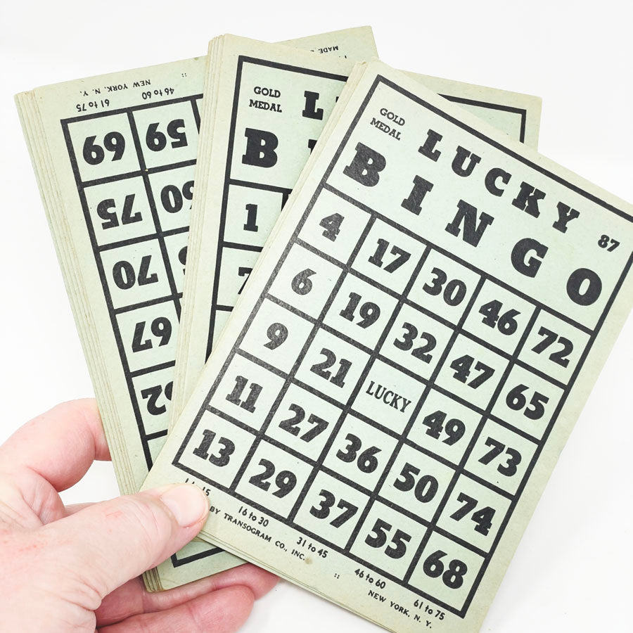 Vintage Pale Green Bingo Cards (14)
