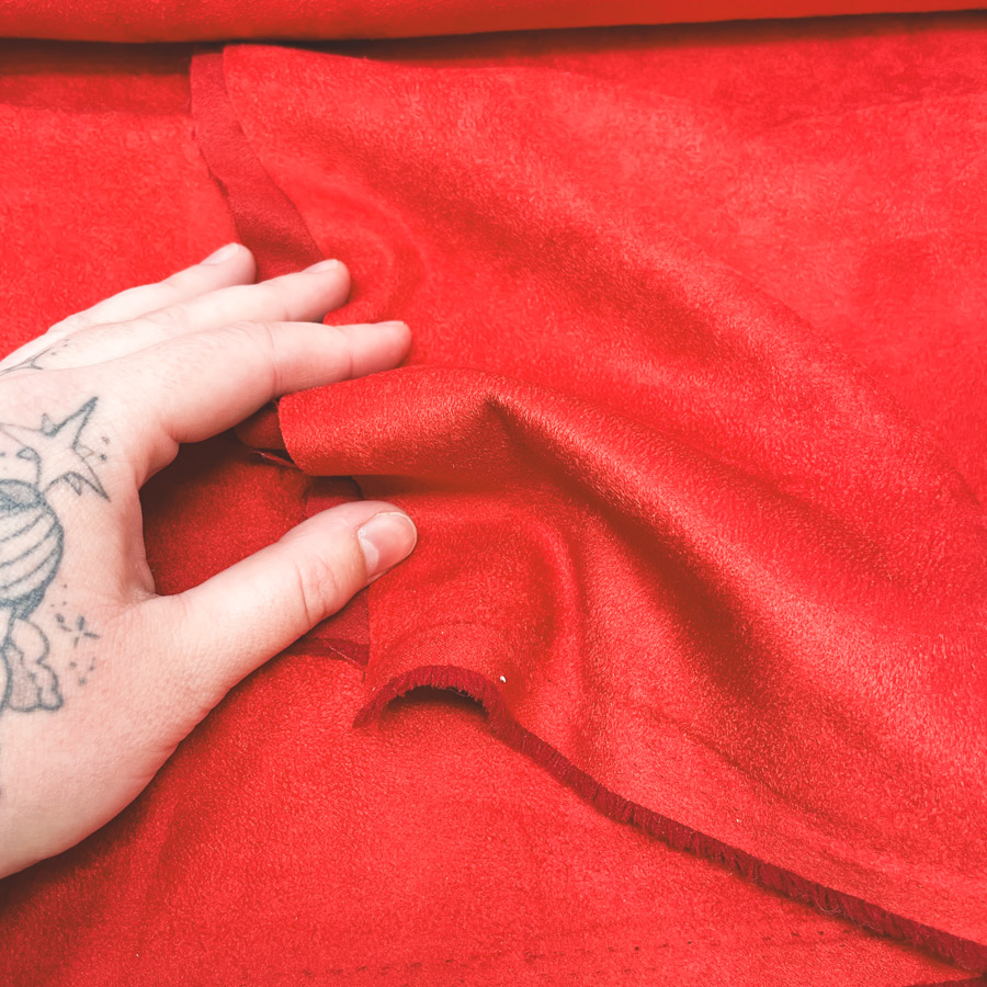 60" x 35" Red Faux Suede/Microsuede Fabric