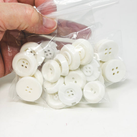 Asst Styles of White Plastic Buttons (1)