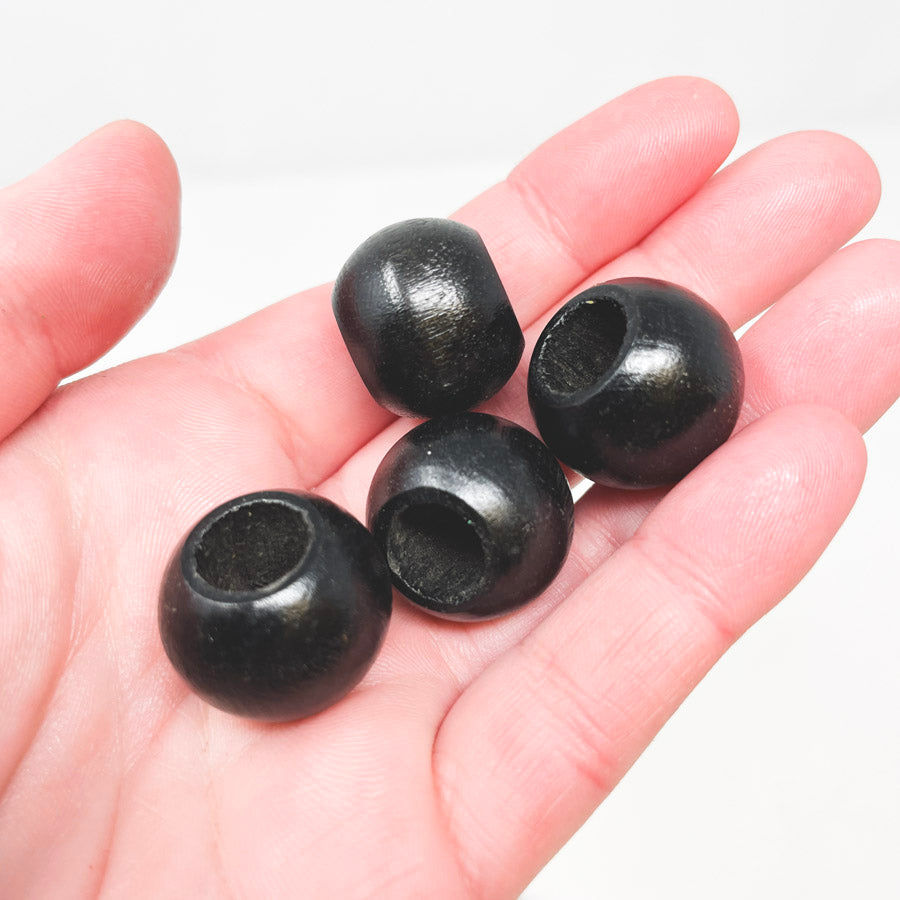 Large Black Wood Beads