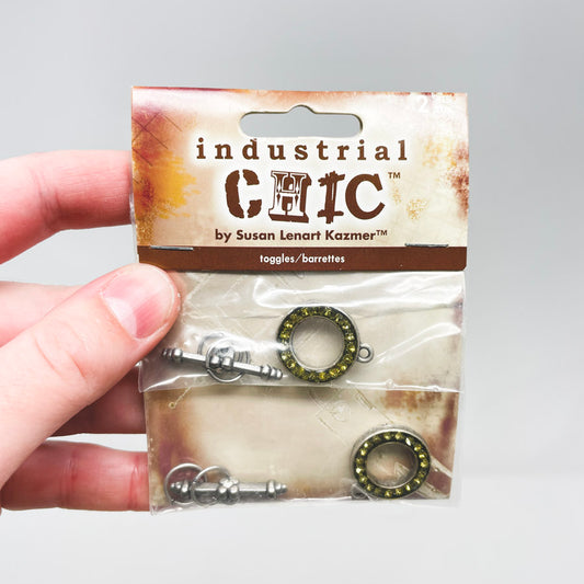Industrial Chic Toggle Bead with Rhinestones