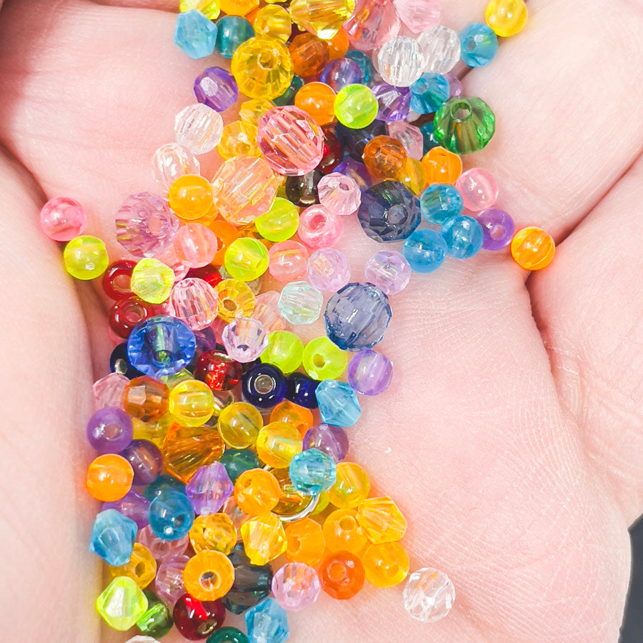 Multi-color Faceted Plastic Bead Pack