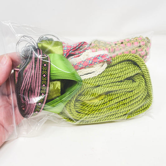 Bundle of Pink & Green Ribbon & Trim