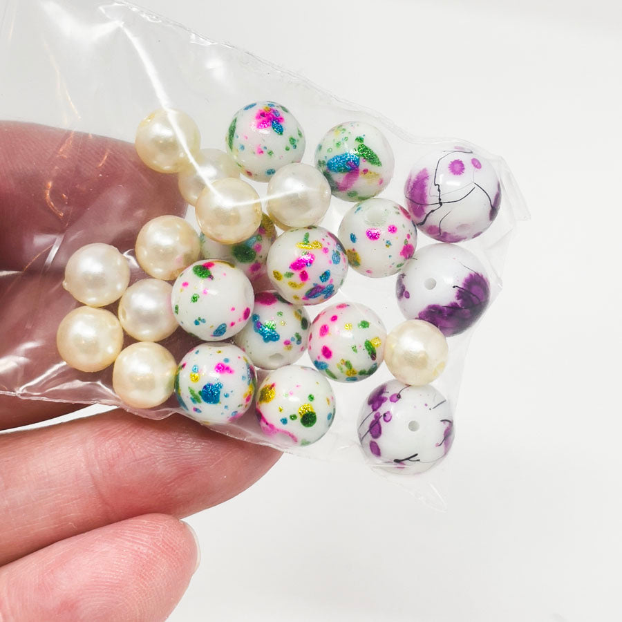 Pearl & Painted Round Beads