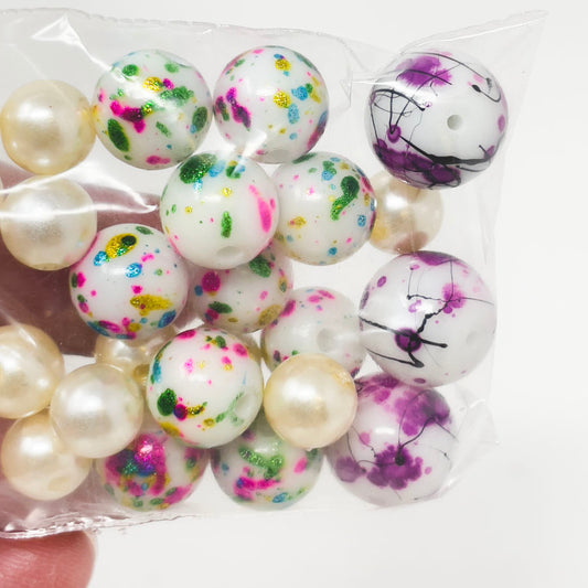 Pearl & Painted Round Beads