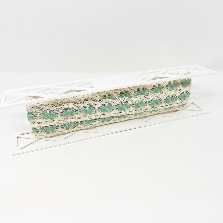 Crochet Aqua and White Lace Trim - 8 yards