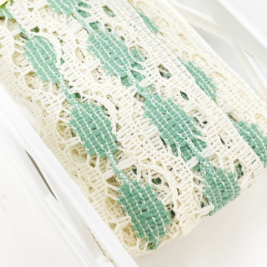 Crochet Aqua and White Lace Trim - 8 yards