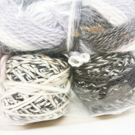 Bundle of Gray/Purple/Wine Yarn Remnants