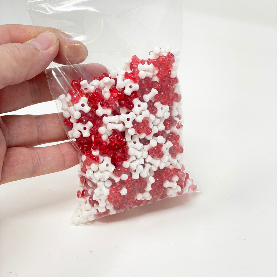 Red & White Plastic Craft Beads