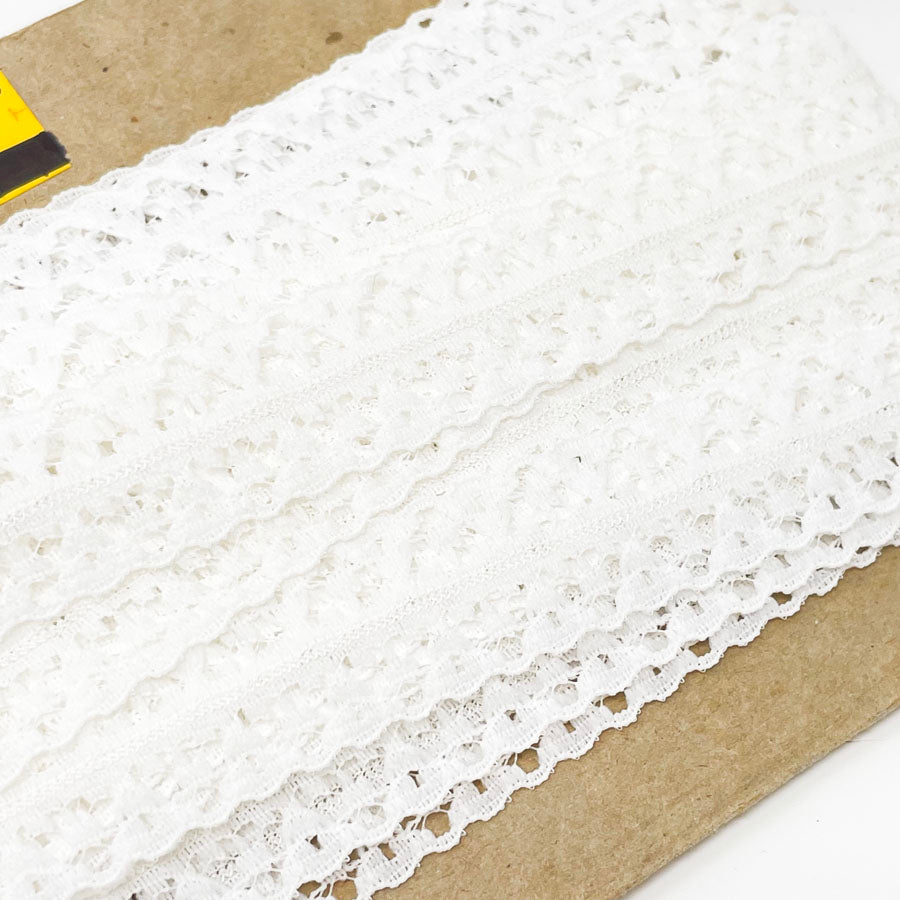 White Stretch Lace Trim - 21 yards