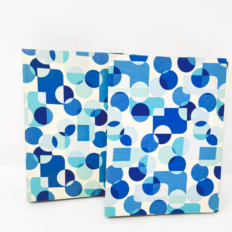 Blue Geometric Pattern Fabric Covered Photo Album (1)