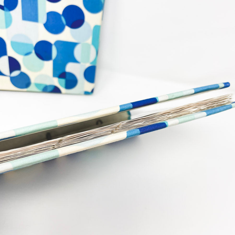 Blue Geometric Pattern Fabric Covered Photo Album (1)