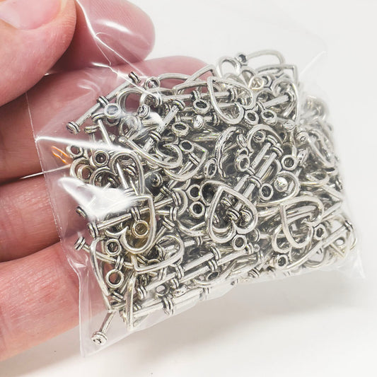 Silver Heart Toggle Clasps