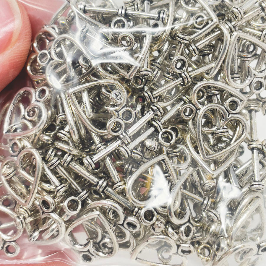 Silver Heart Toggle Clasps