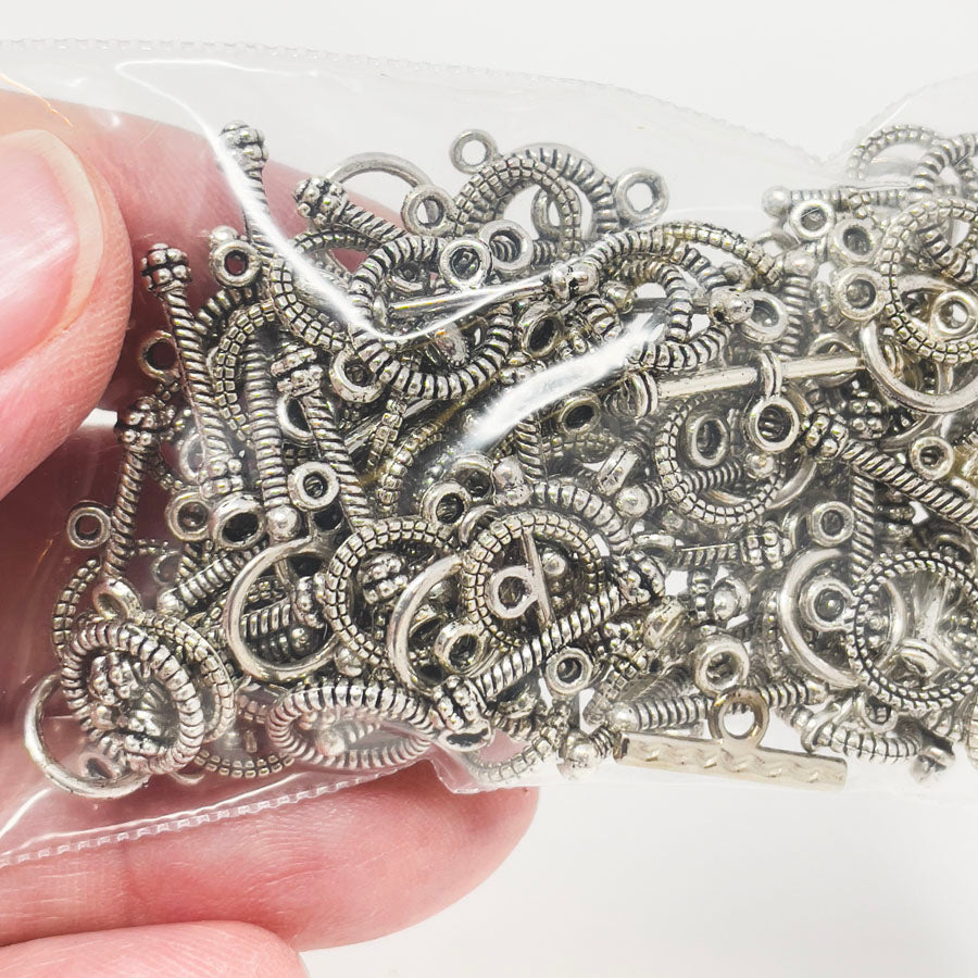 Silver Textured Toggle Clasps