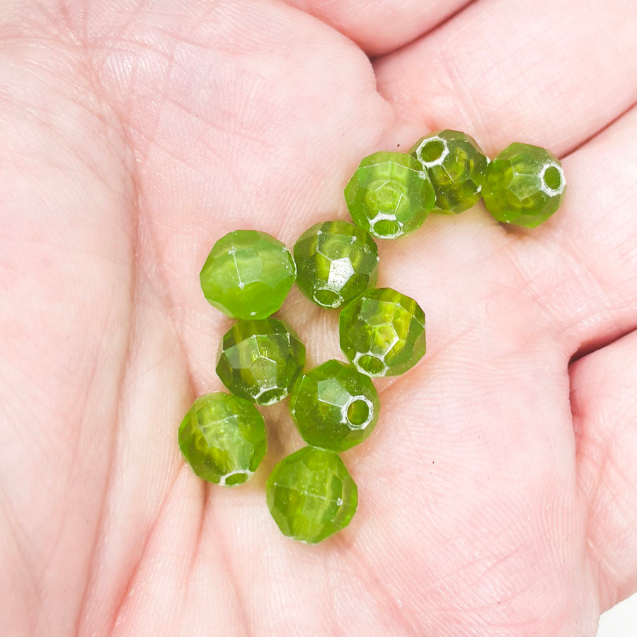 Green Round Faceted Bead Pack