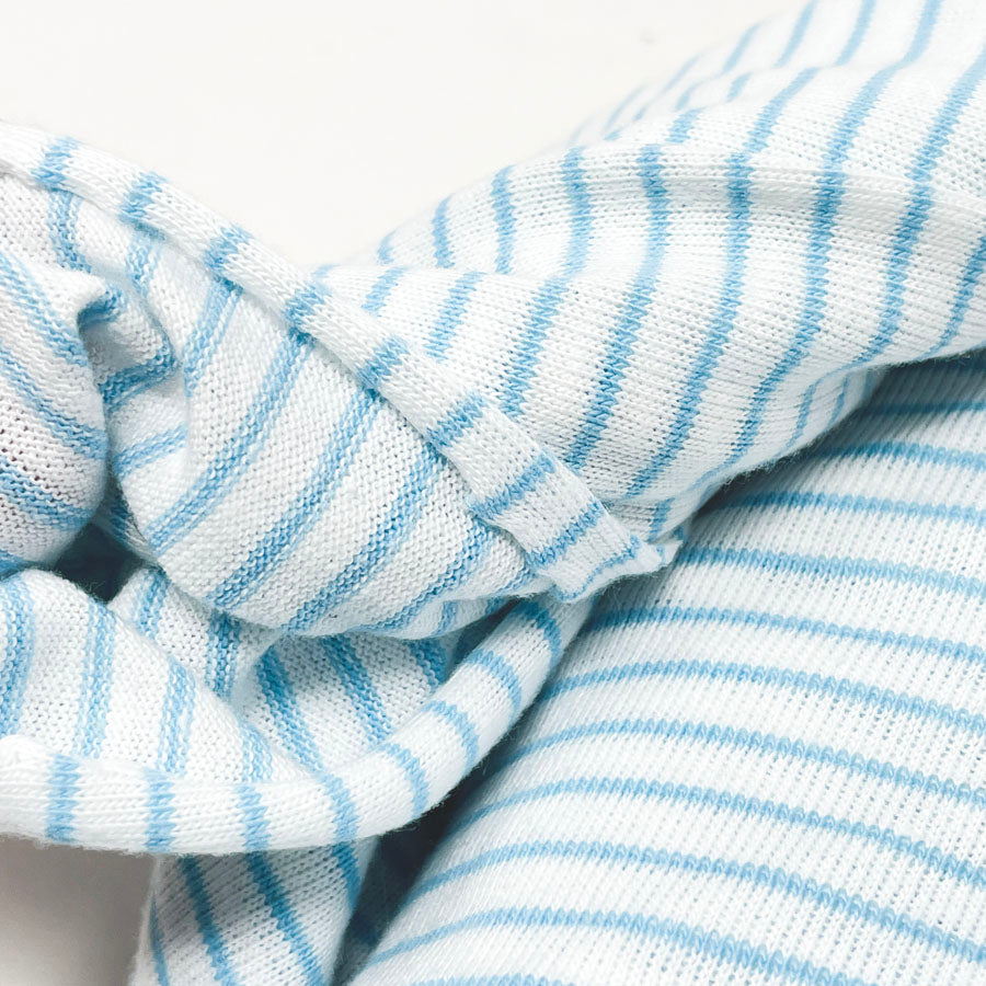54" x 66" Baby Blue Pin Stripe Lightweight Jersey Stretch Fabric