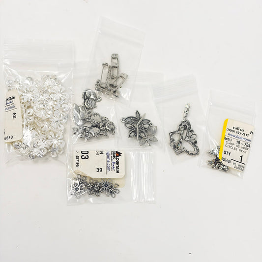 Big Bundle of Silver & Pewter Tone Findings and Charms