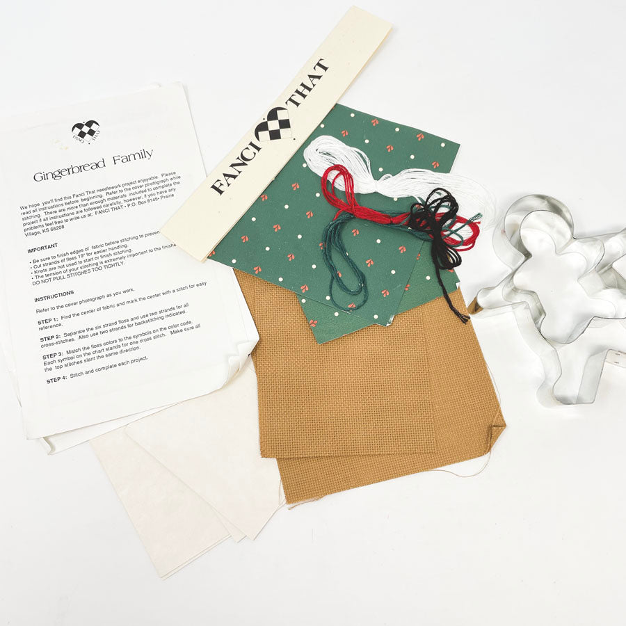Fanci That- Gingerbread Family Cookie Cutter/ Embroidery Kit ( you choose)