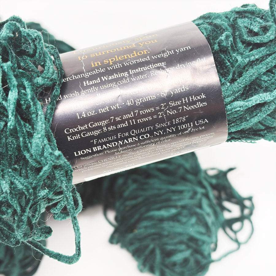 Forest Green Lion Brand Chenille Sensations Yarn (1)