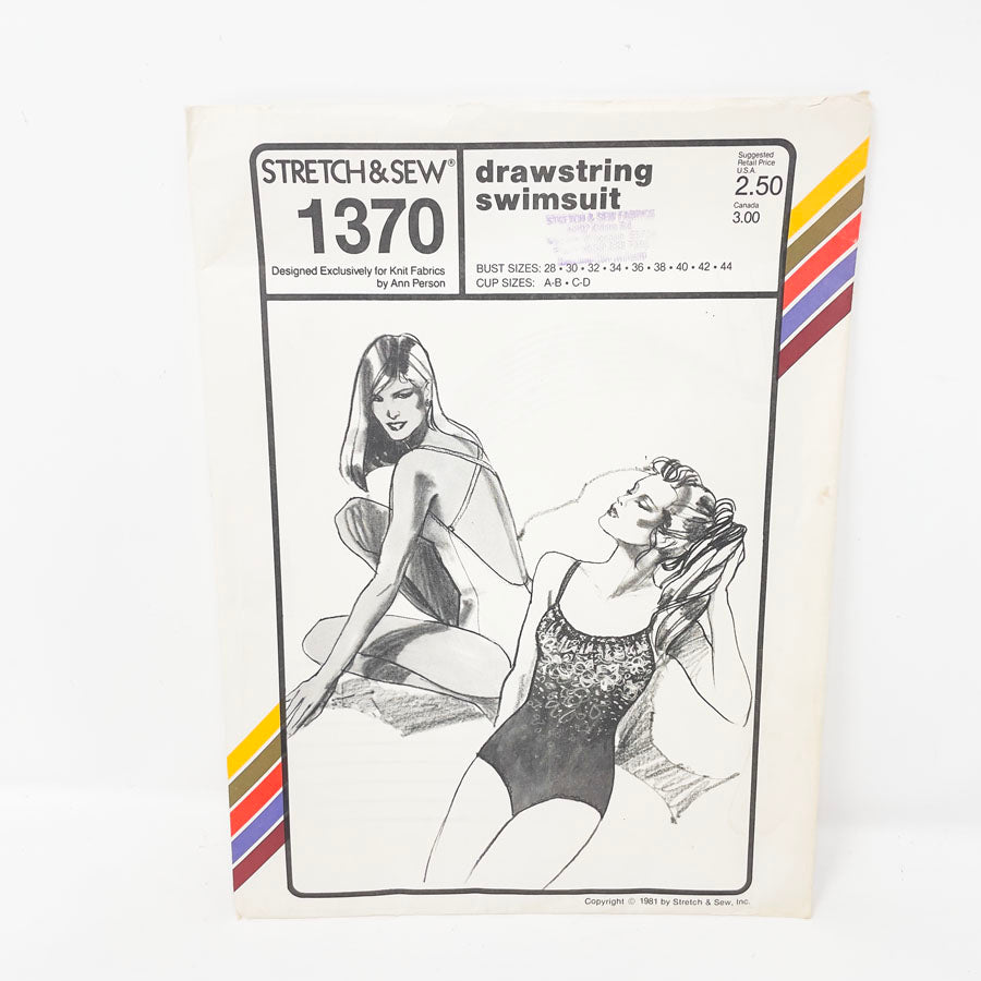 Vintage Stretch & Sew Drawstring Swimsuit Sewing Pattern