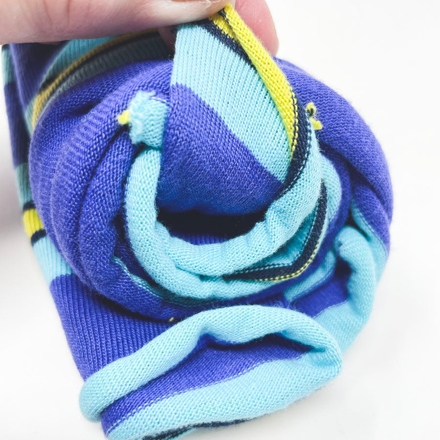 24" x 60" Blue/Lime Striped Stretch Jersey Fabric