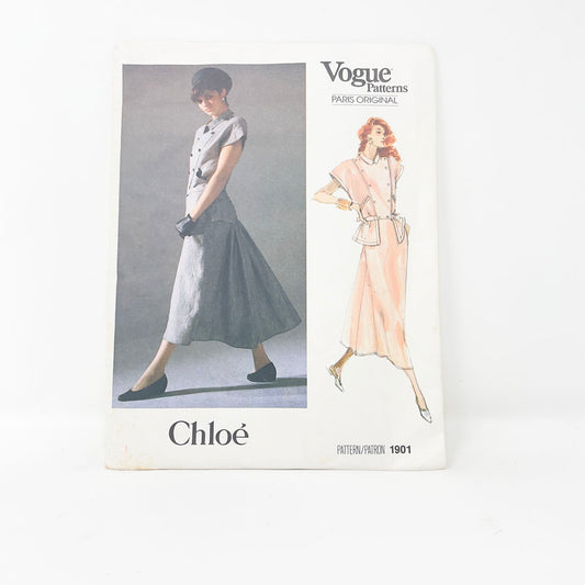 Vintage 1987 Vogue Paris Original Sewing Pattern/Chloe - 1901 - Size 10