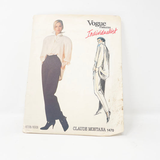 Vintage 1980s Vogue Individualist Sewing Pattern/Claude Montana - 1470 - Size 10