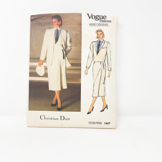 Vintage 1980s Vogue Paris Original Sewing Pattern/Christian Dior - 1447 - Size 10
