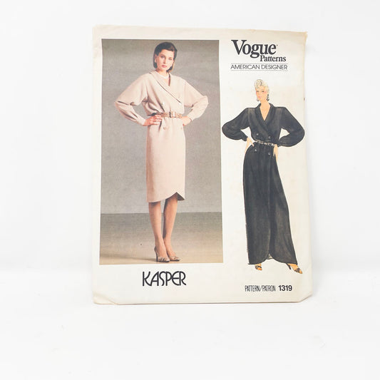 Vintage 1980s Vogue American Designer Sewing Pattern/Kasper - 1319 - Size 10