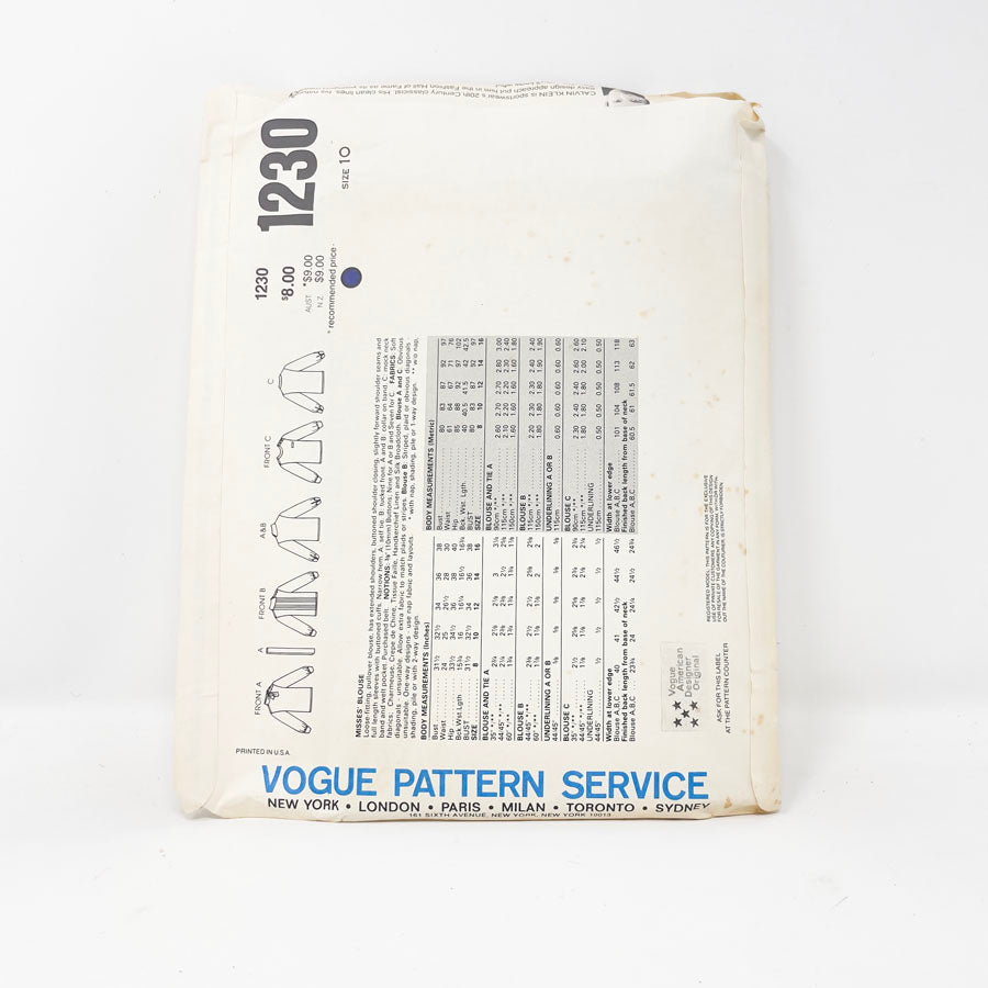 Vintage 1980s Vogue American Designer Sewing Pattern/Calvin Klein - 1190 - Size 10