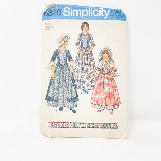 Vintage Bicentennial Children's Size 4 Dress Pattern - Cut - 6828
