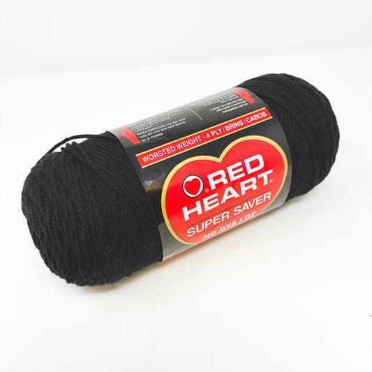 Red Heart Super Saver Acrylic Yarn - Black 8oz