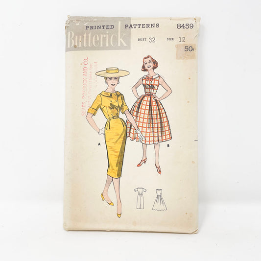 Vintage 1950s Butterick Dress Sewing Pattern - 8459 - Size 12