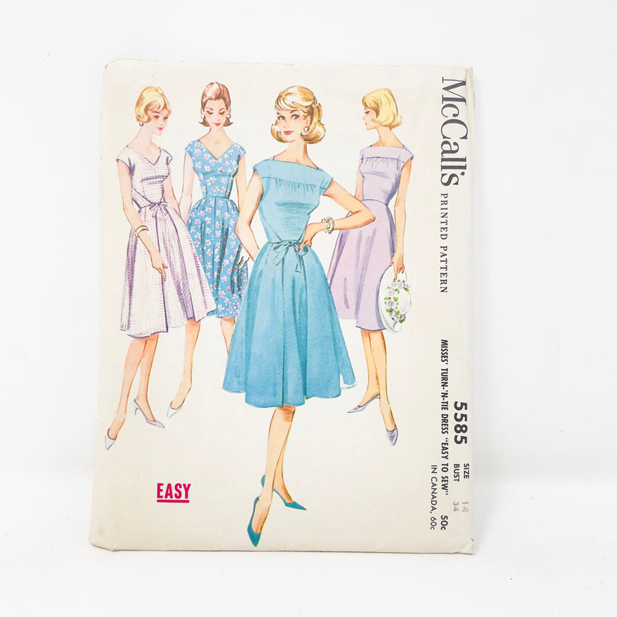 Vintage 1960s McCalls Dress Sewing Pattern - 5585 - Size 14