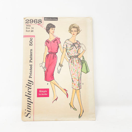 Vintage 1950s Simplicity Dress Sewing Pattern - 2968 - Size 14