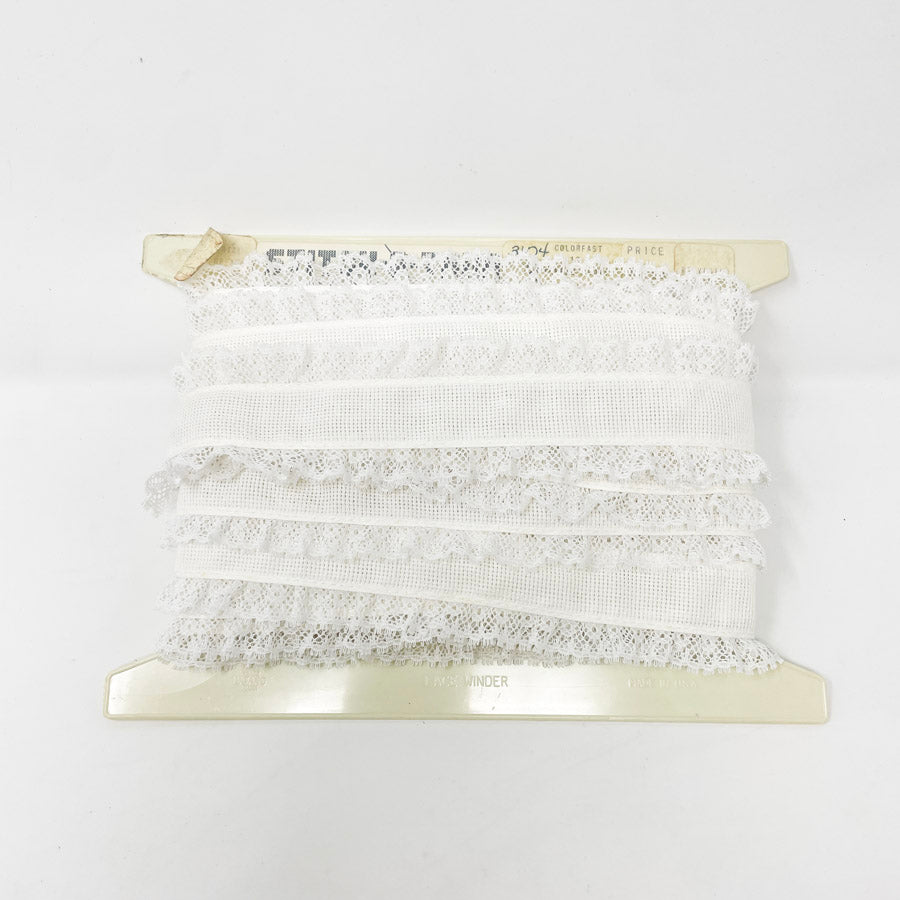 6 Yds White Double Ruffle Lace