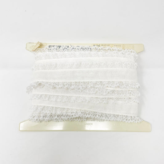 6 Yds White Double Ruffle Lace
