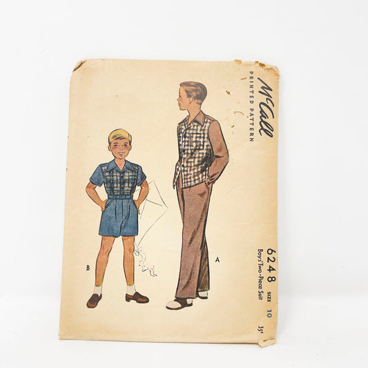 Vintage 1940s McCall Boys Suit Sewing Pattern - 6248 - Size 10