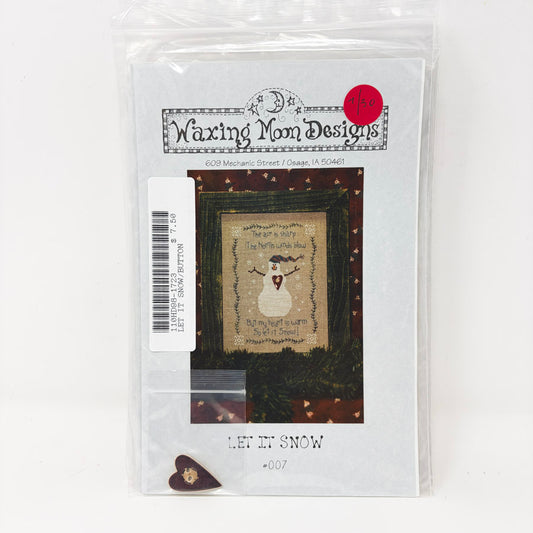 Let It Snow – Waxing Moon Designs Cross Stitch Pattern with Button