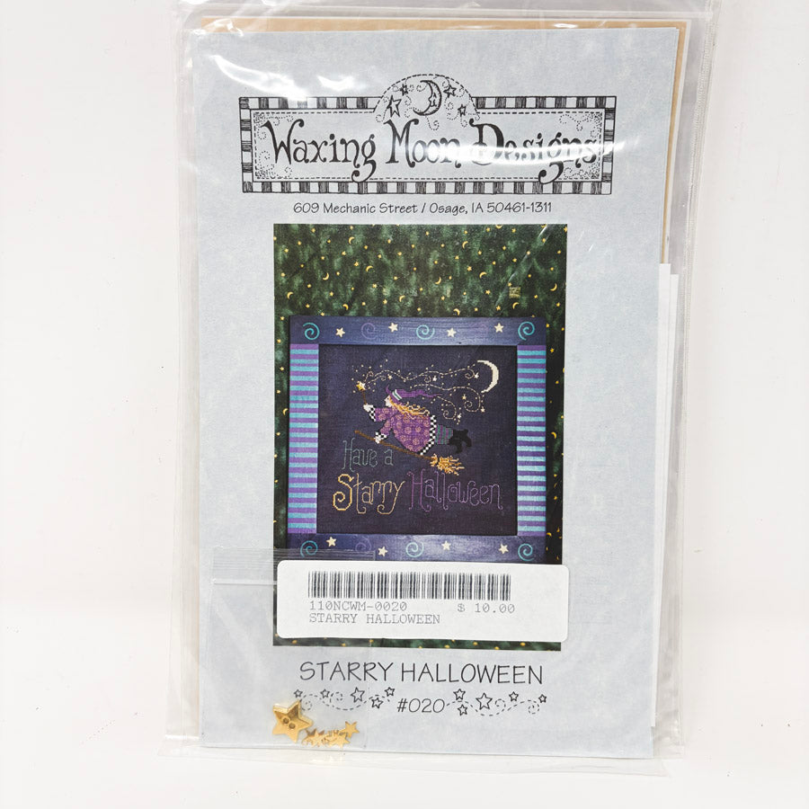 Starry Halloween – Waxing Moon Designs Cross Stitch Pattern with Buttons