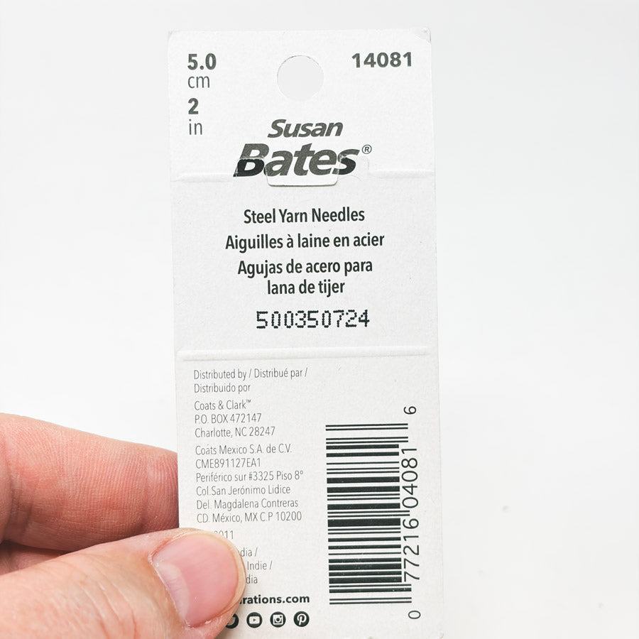 Susan Bates Pack #15 – 2" Steel Yarn Needles (5)