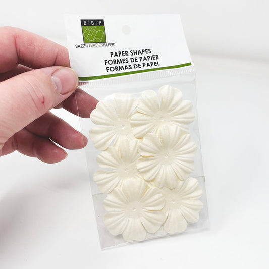 Bazill Basics Off White Flower Embellishments