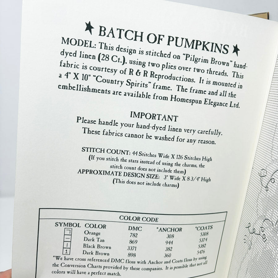 Batch of Pumpkins – Homespun Elegance Cross Stitch Pattern Leaflet