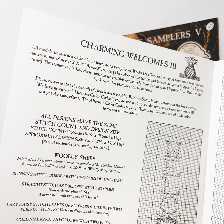 Charming Welcomes 1-3  – Homespun Elegance Cross Stitch Pattern Leaflet