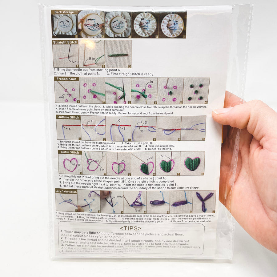 Embroidery DIY Art Kit Grey Cat