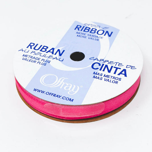 Offray 1/4" Bright Pink Satin Ribbon