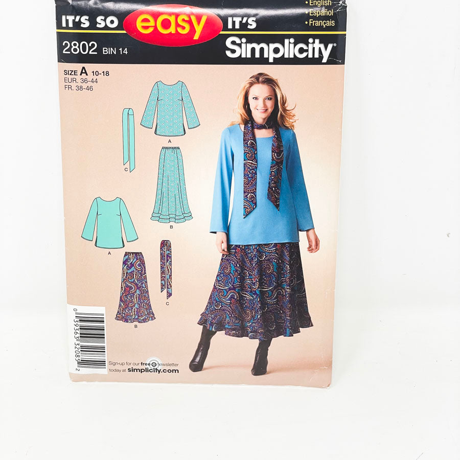 Skirt & Top - Simplicity Sewing Pattern 2802 (10-18)