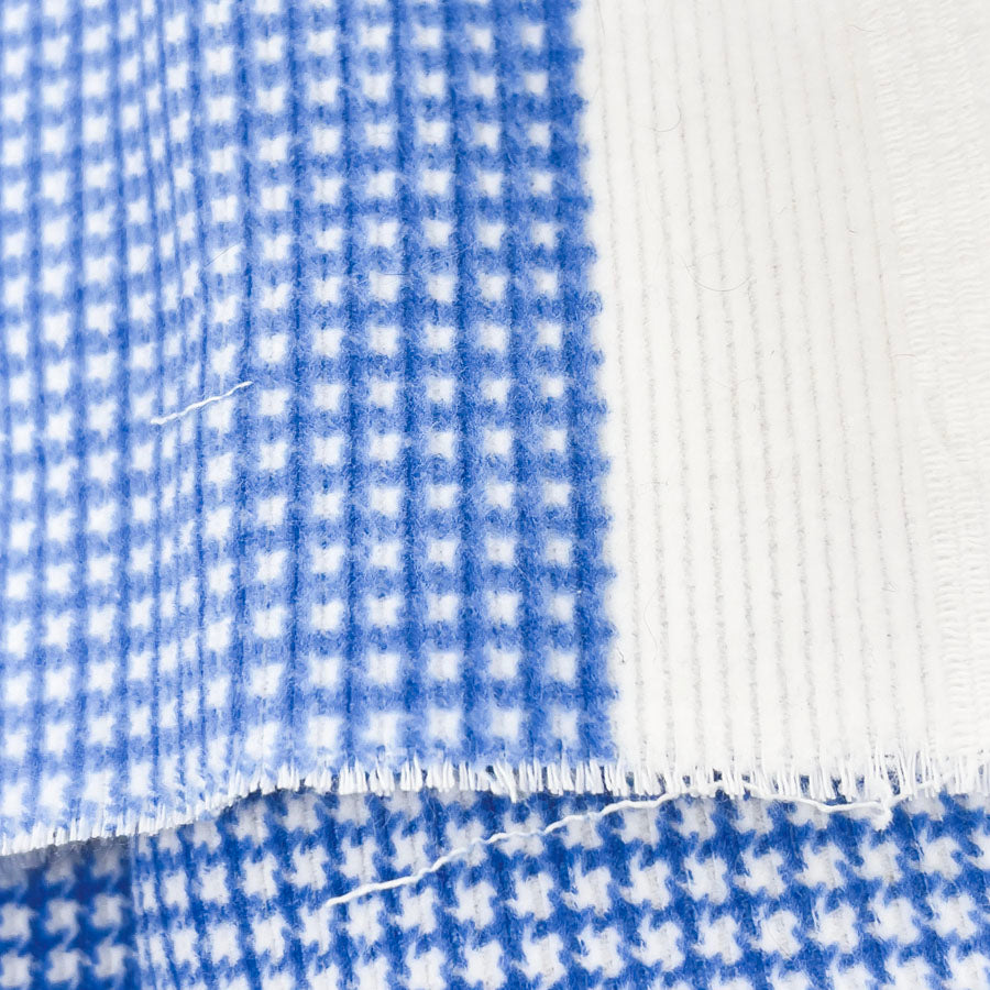 1 yd - Bright Blue Check Flocked Corduroy Fabric